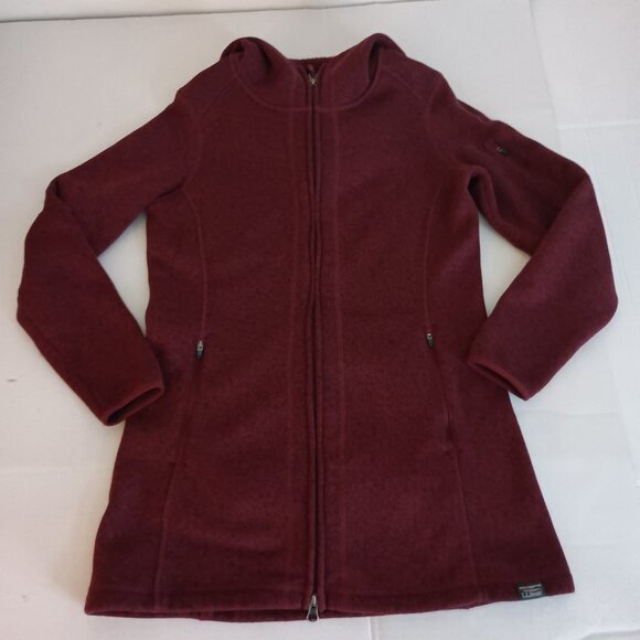 L.L. Bean Fleece Full Zip Hoodie Jacket Maroon Black Item 503354 Women’s XS EUC - Picture 16 of 16